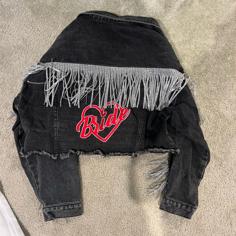 Bride fringe oversized denim jacket size L